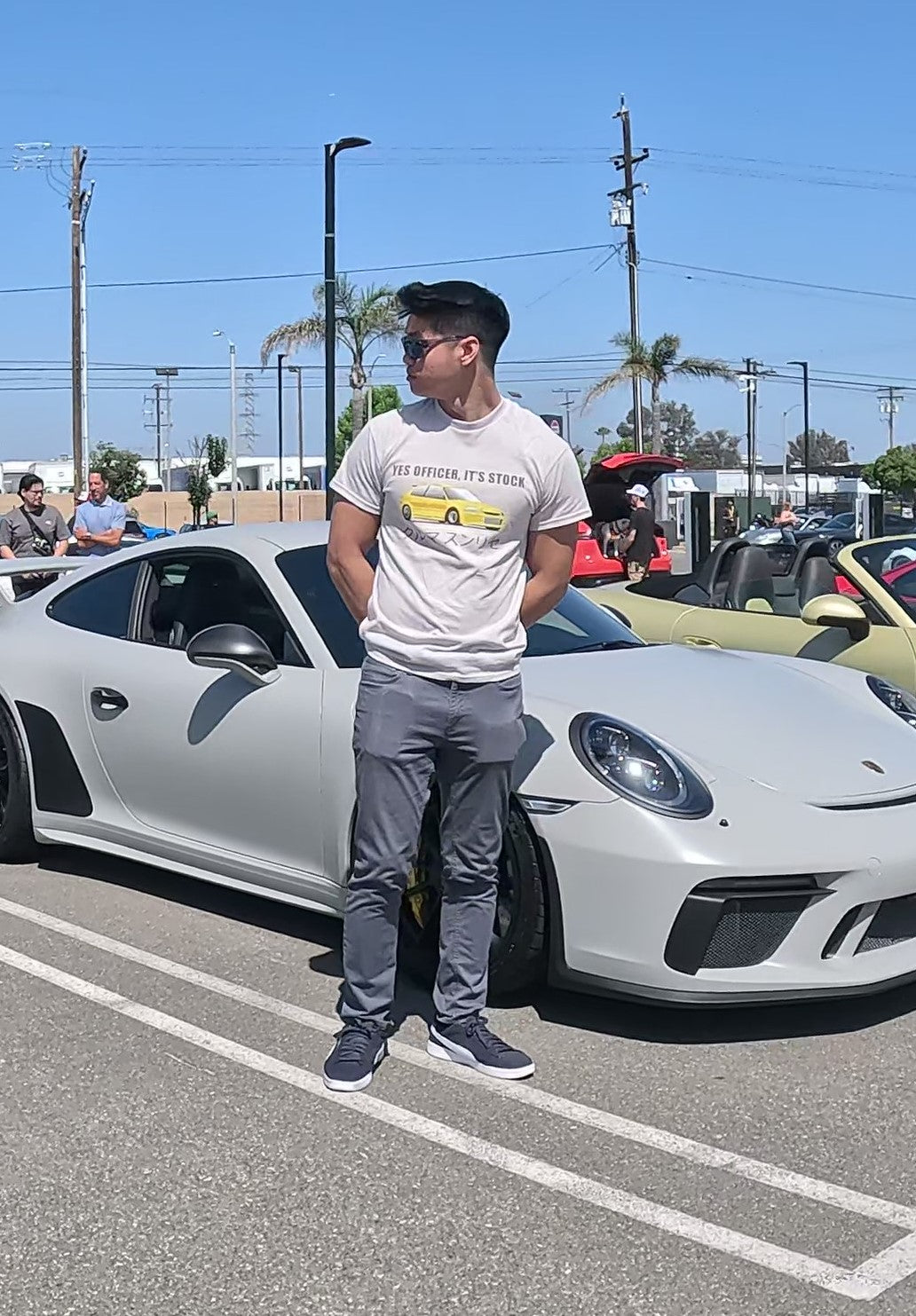 'Yes Officer, It's Stock' Gray Graphic JDM T-Shirt