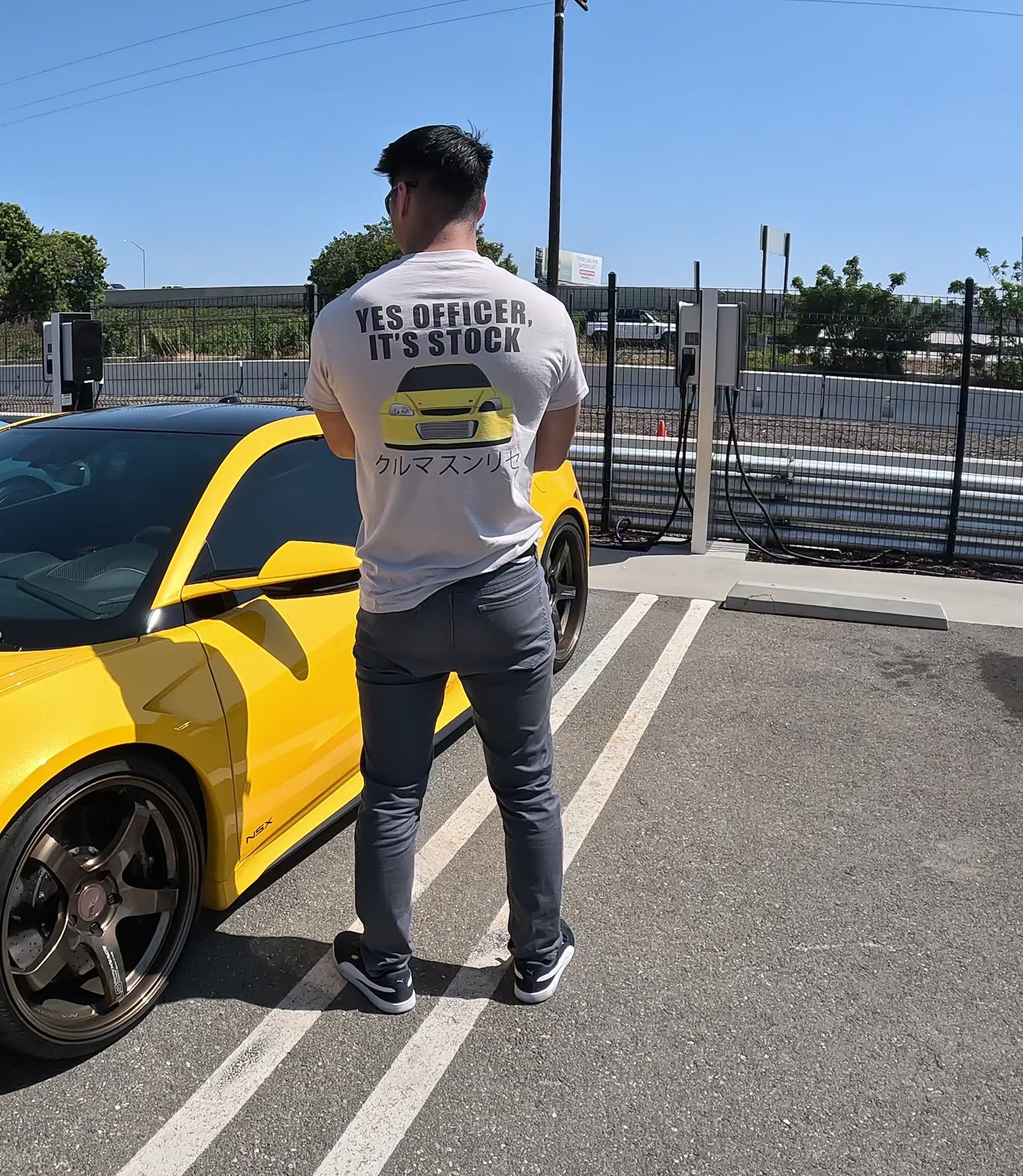 'Yes Officer, It's Stock' Gray Graphic JDM T-Shirt